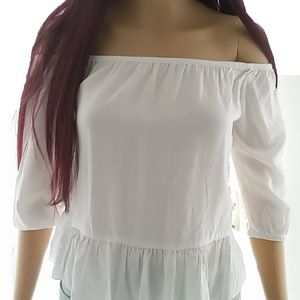 garage shirt off shoulder white, size xs